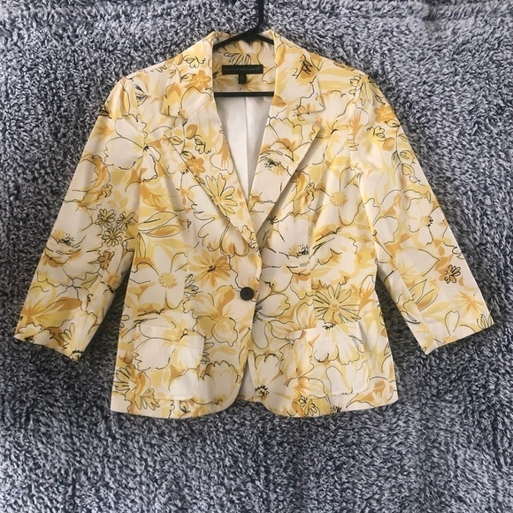 Harve Bernard Jacket Blazer Fancy Pink Floral open front with Pockets~Classy~ M - Picture 1 of 10